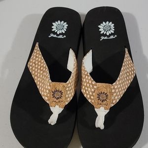 Yellow box flip flops